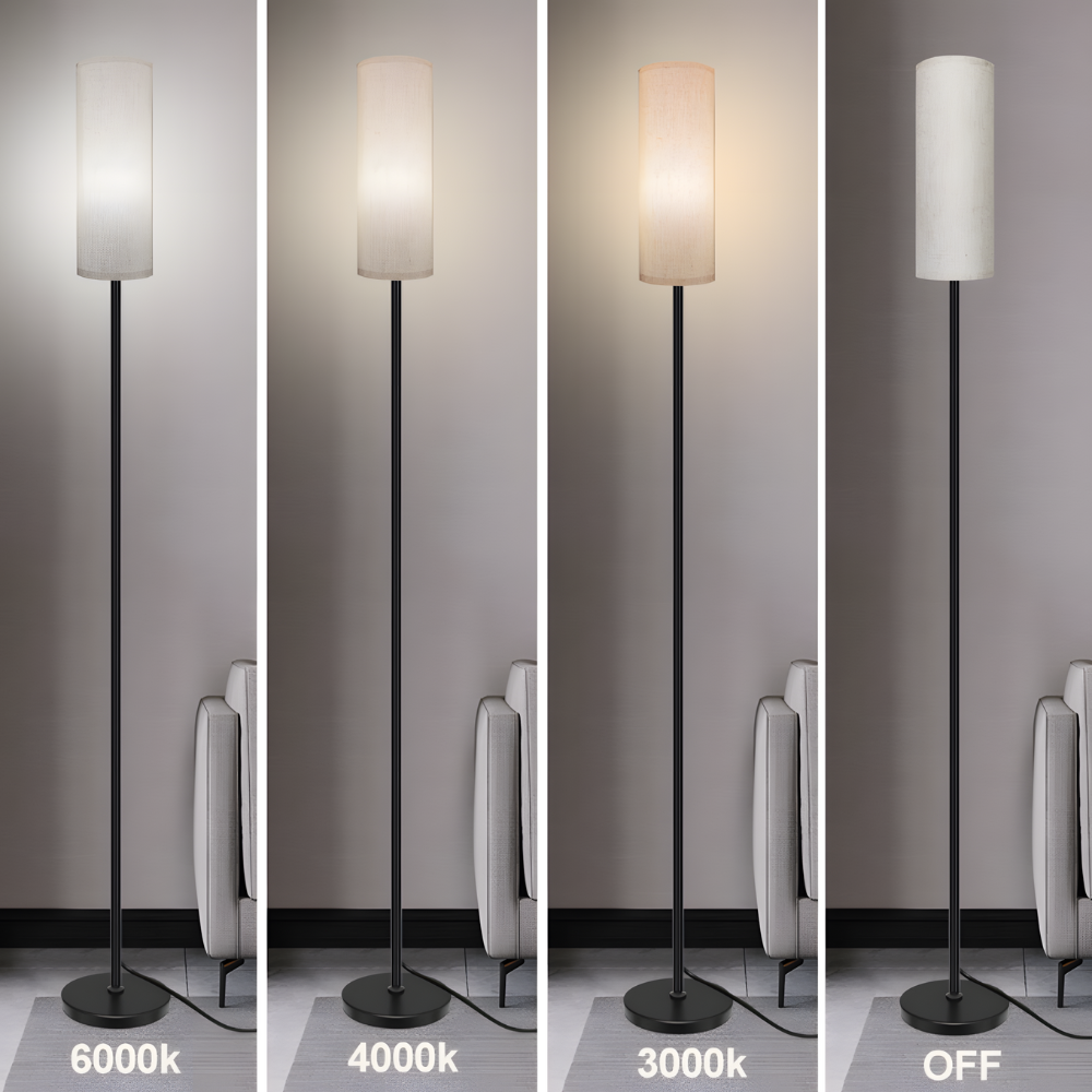 Lampadaire tissu effet lin interrupteur au pied 170 cm – Nérina — vue de profil (2)