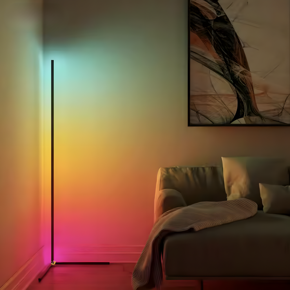 Lampadaire LED RGB d'angle aluminium 155 cm – Syrion — détail du système de fixation