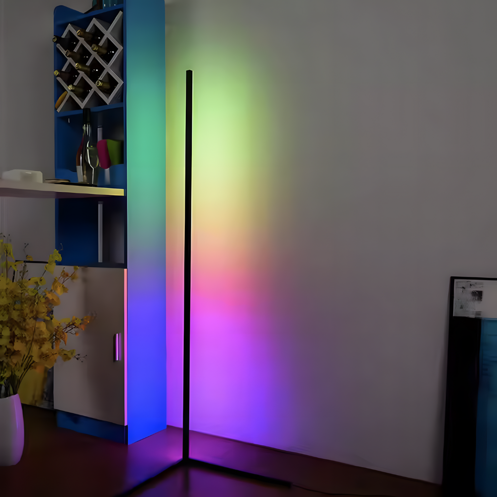 Lampadaire LED RGB d'angle aluminium 155 cm – Syrion — détail de la finition (2)
