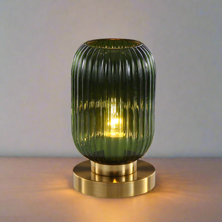 Lampe à poser en verre ambré et métal 13 ou 20 cm – AmberGlow — vue de dessous