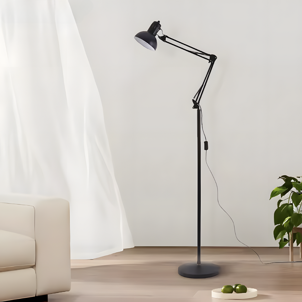 Lampadaire à bras articulé 360° en métal E27 – Arthel — vue de profil (2)