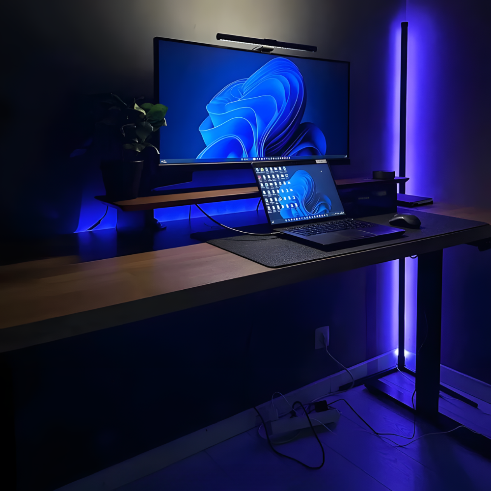 Lampadaire LED RGB d'angle aluminium 155 cm – Syrion — détail de la finition