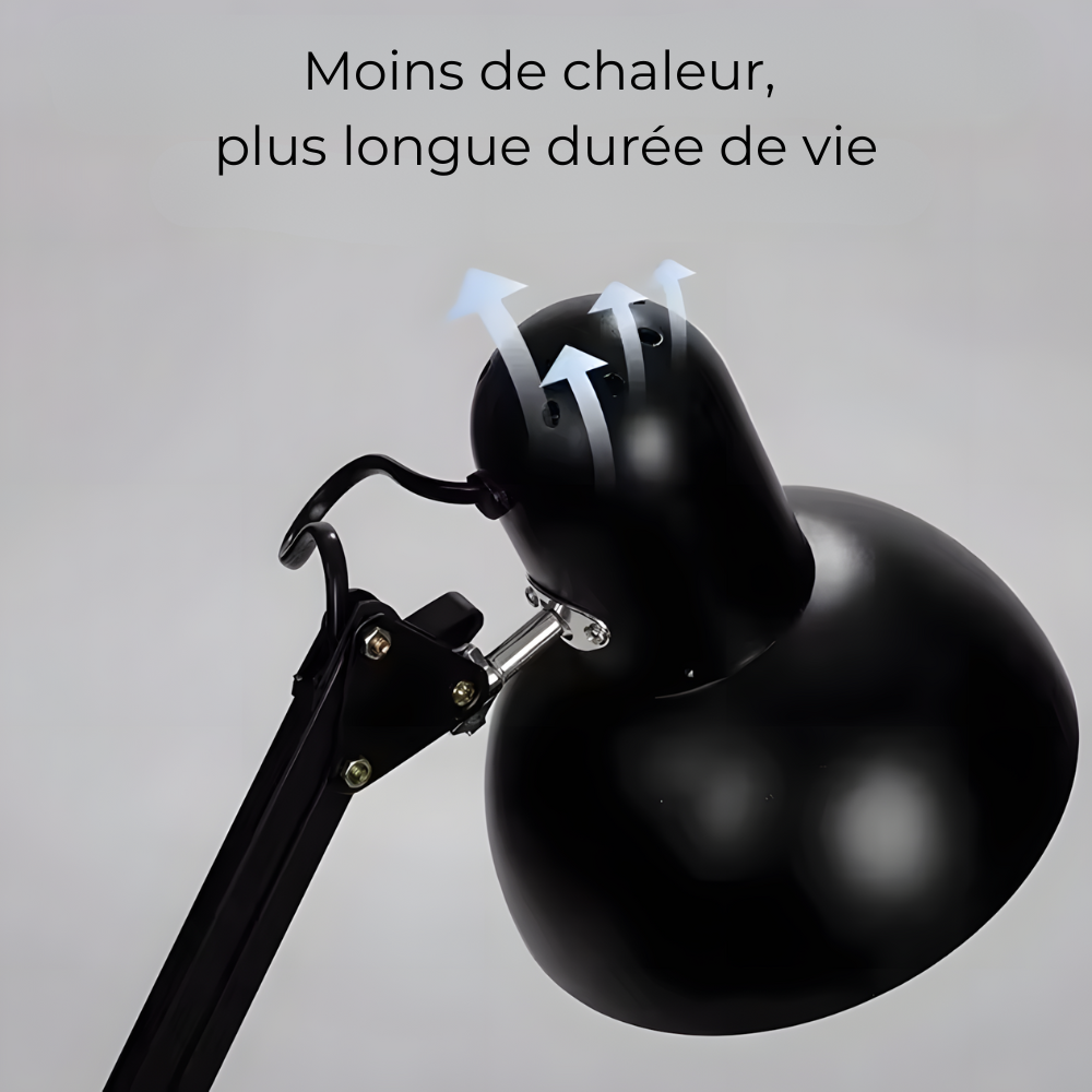 Lampadaire à bras articulé 360° en métal E27 – Arthel — vue de trois quarts