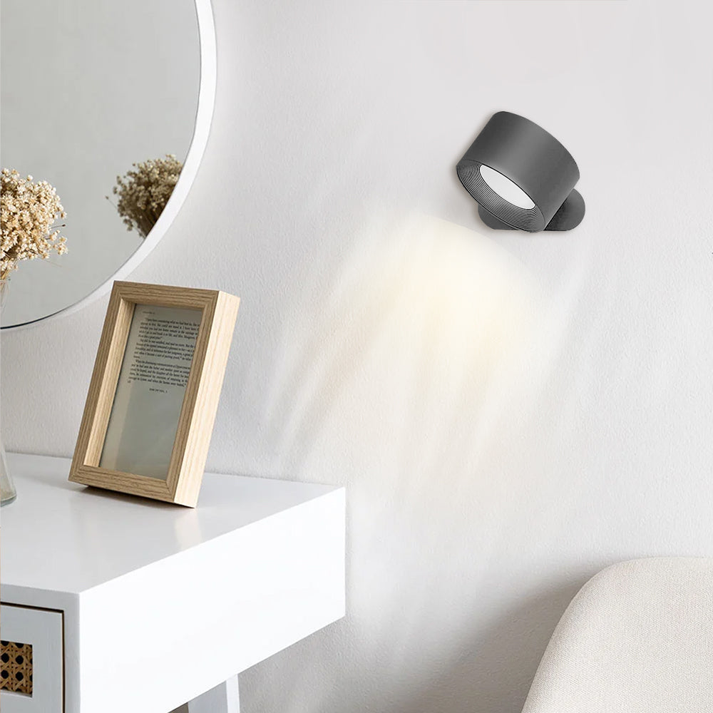 Applique murale rotative 360° compacte sans fil – LumiTurn — dimensions et cotes