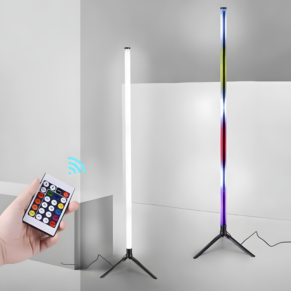 Lampadaire LED RGB d'angle télécommandé USB – Spectra — vue de profil