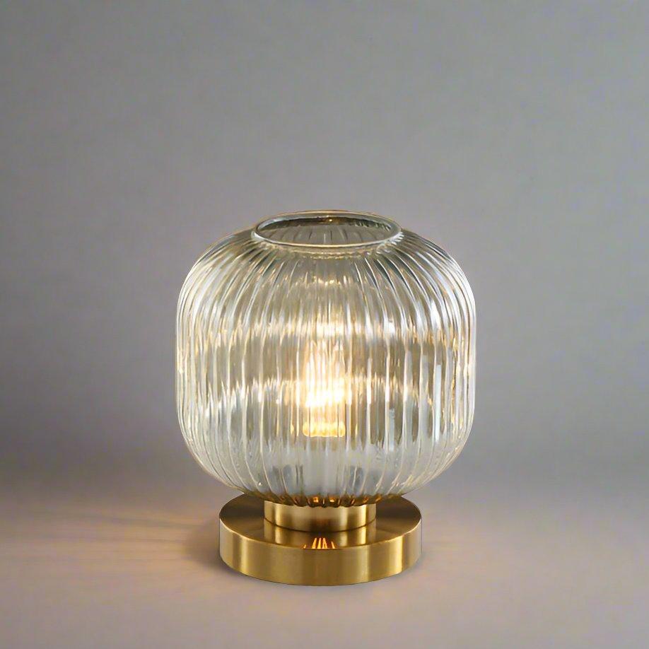 Lampe à poser en verre ambré et métal 13 ou 20 cm – AmberGlow — vue de profil (2)