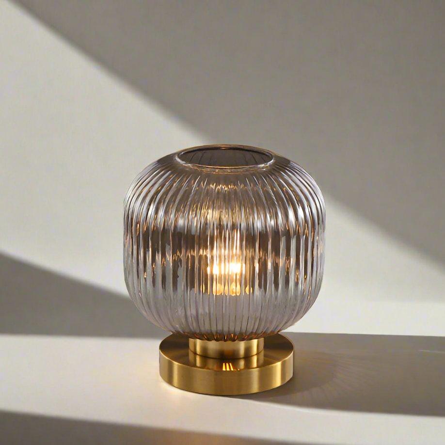 Lampe à poser en verre ambré et métal 13 ou 20 cm – AmberGlow — vue de profil