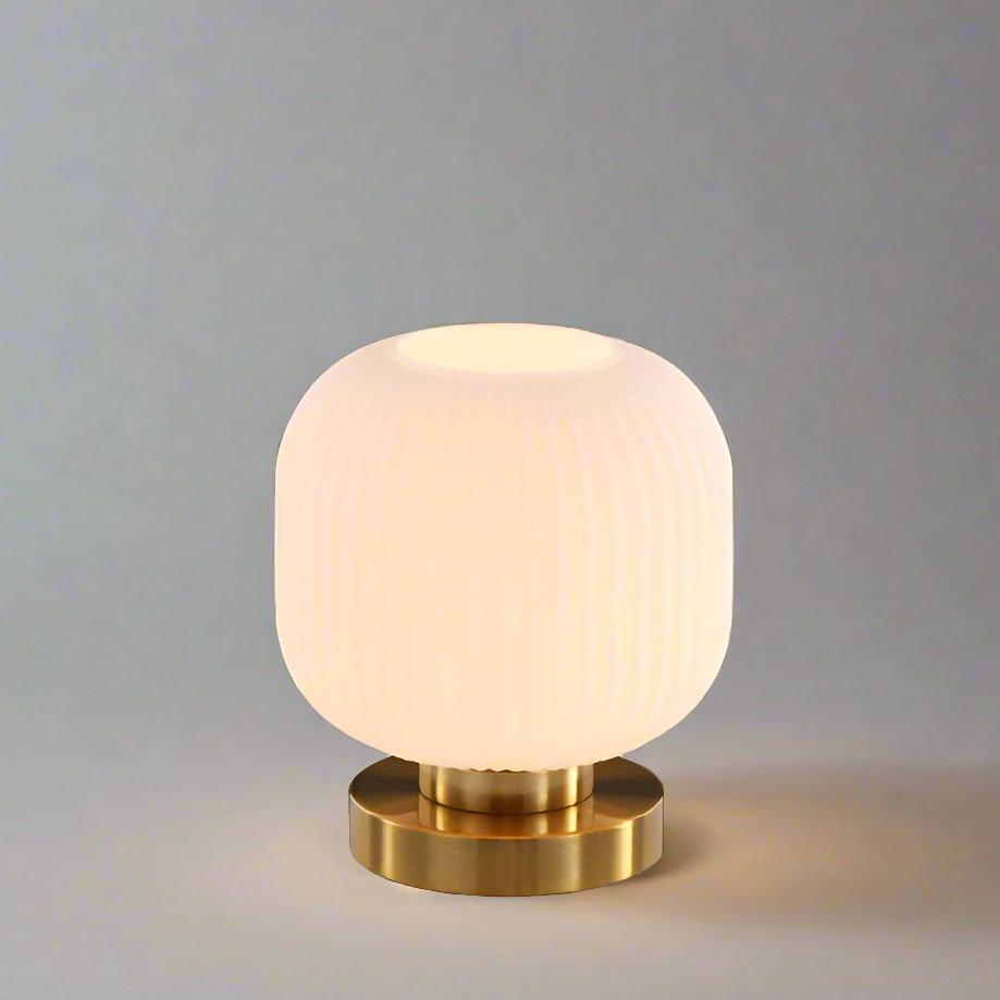 Lampe à poser en verre ambré et métal 13 ou 20 cm – AmberGlow — vue de face (2)