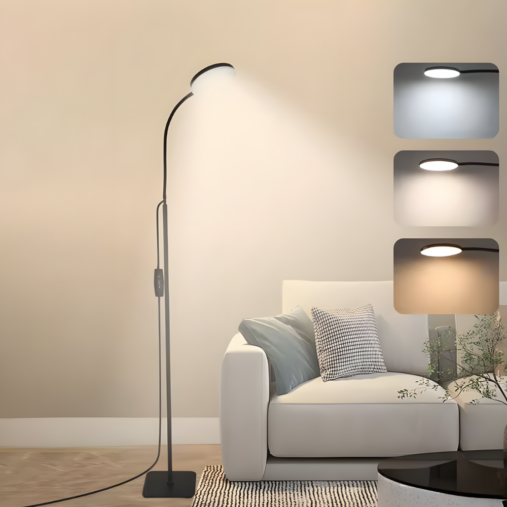 Lampadaire LED col de cygne métal Art Déco 150 cm – Oris — détail du système de fixation