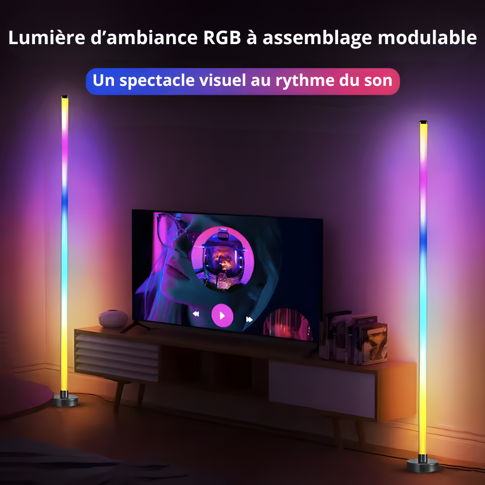 Lampadaire LED RGB connecté d'angle en ABS 120 cm – Aurix — vue de dessous