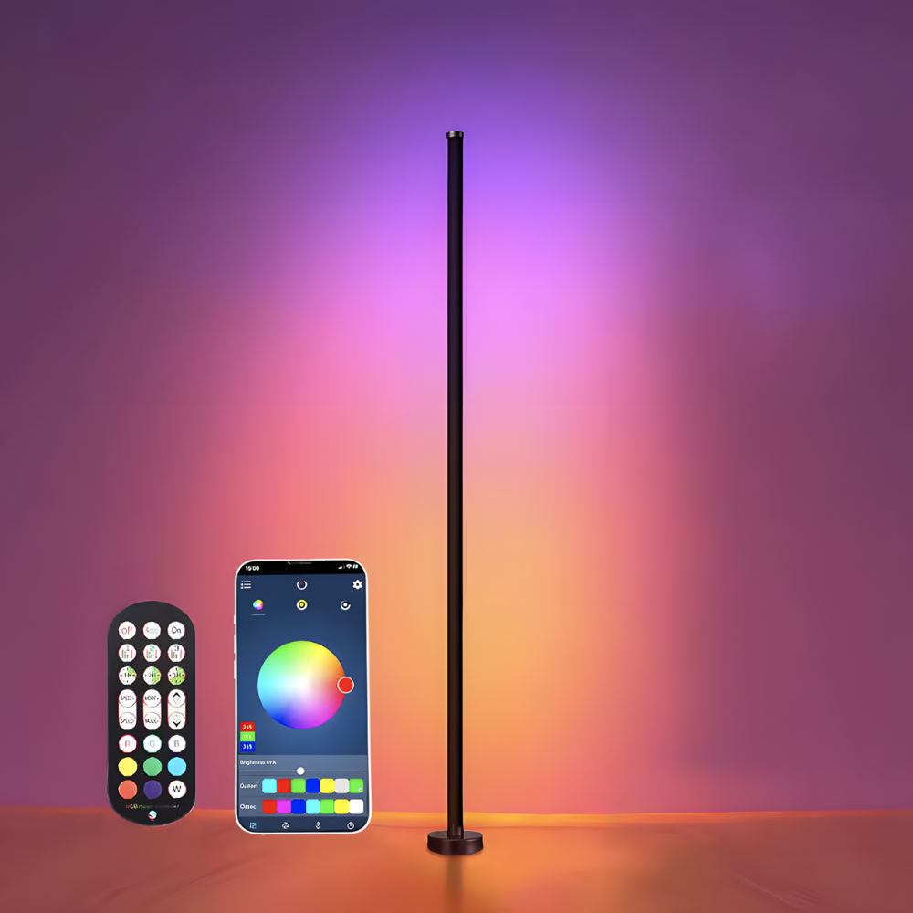Lampadaire LED RGB connecté d'angle en ABS 120 cm – Aurix