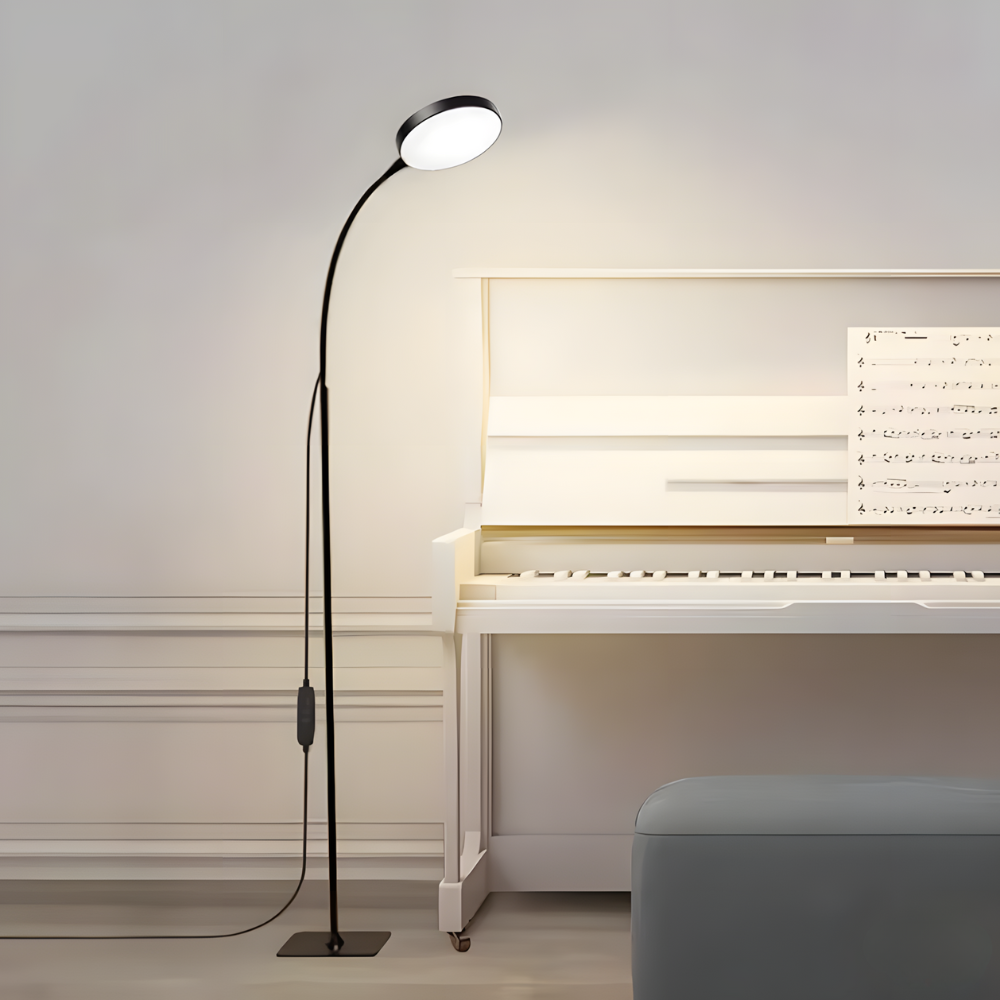 Lampadaire LED col de cygne métal Art Déco 150 cm – Oris — vue de face