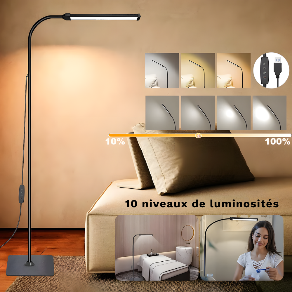 Lampadaire LED col flexible réglable 70 à 140 cm – Neria — vue de profil
