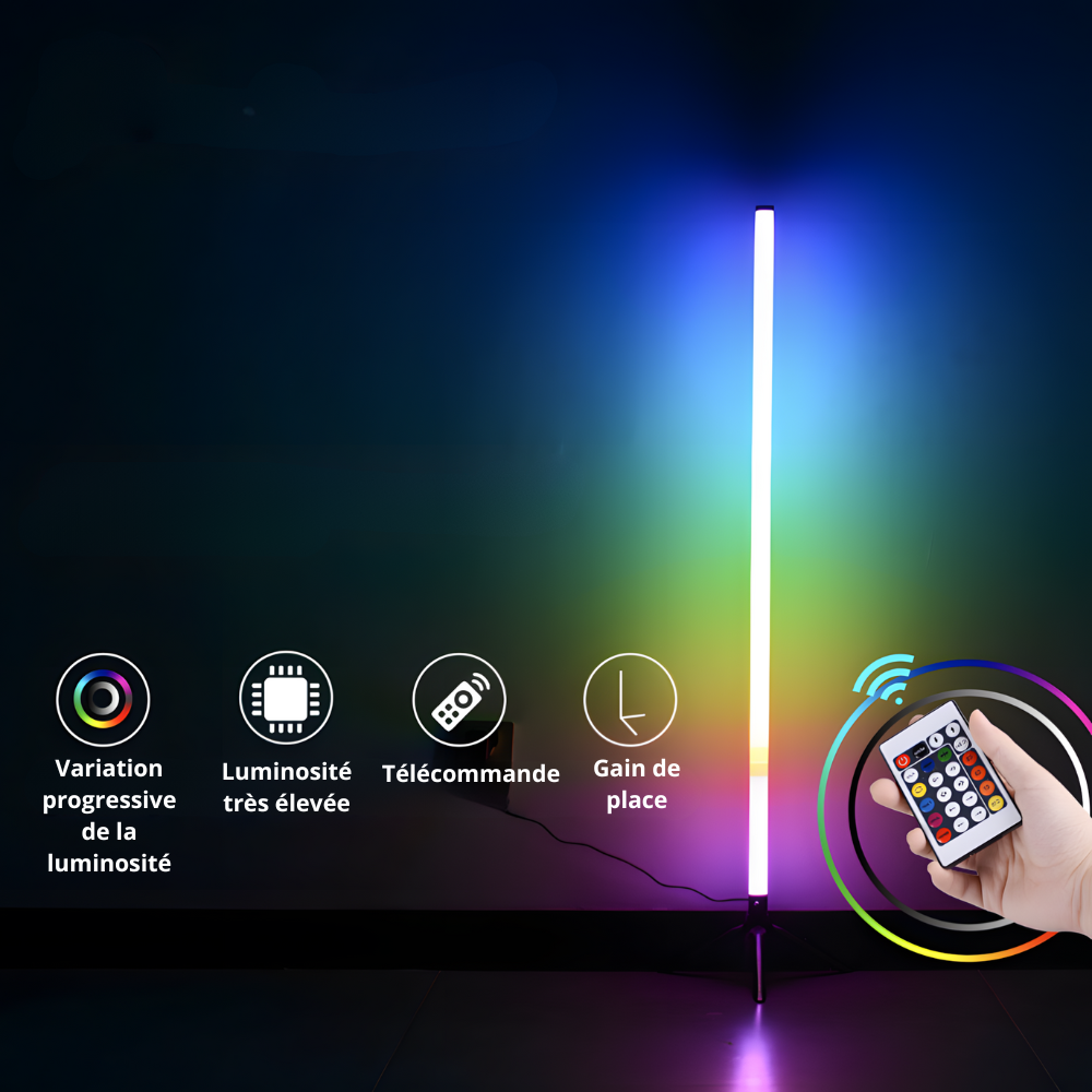 Lampadaire LED RGB d'angle télécommandé USB – Spectra — détail de la finition