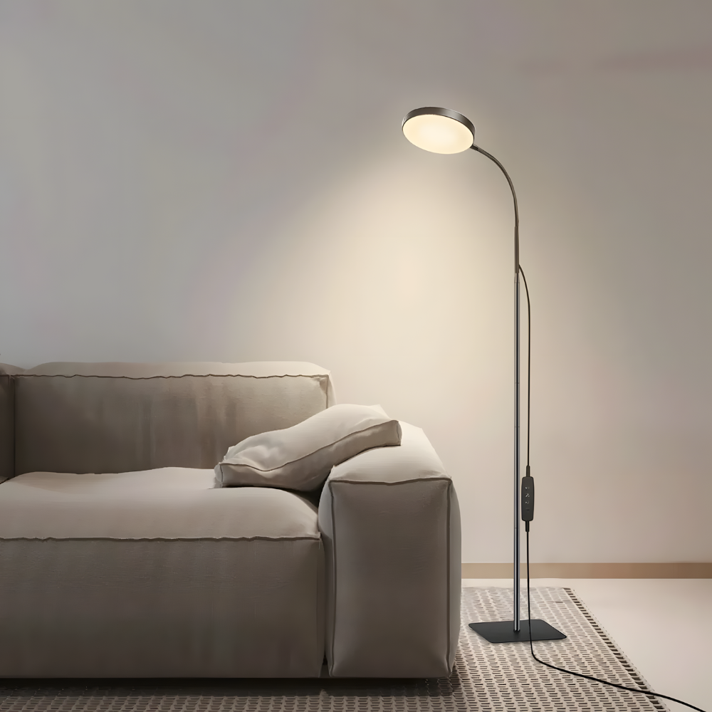 Lampadaire LED col de cygne métal Art Déco 150 cm – Oris — vue de trois quarts (2)