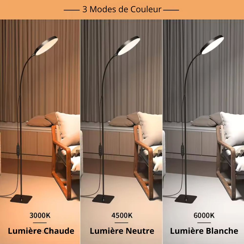 Lampadaire LED col de cygne métal Art Déco 150 cm – Oris — détail de la finition