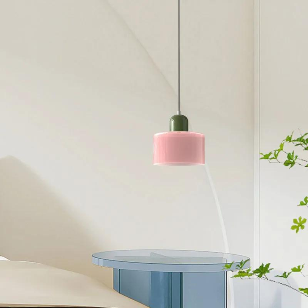 Suspension cylindrique en verre, hauteur réglable – Cylindriq — vue de face