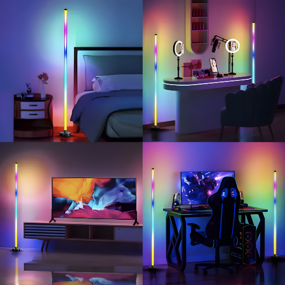Lampadaire LED RGB connecté d'angle en ABS 120 cm – Aurix — détail de la matière