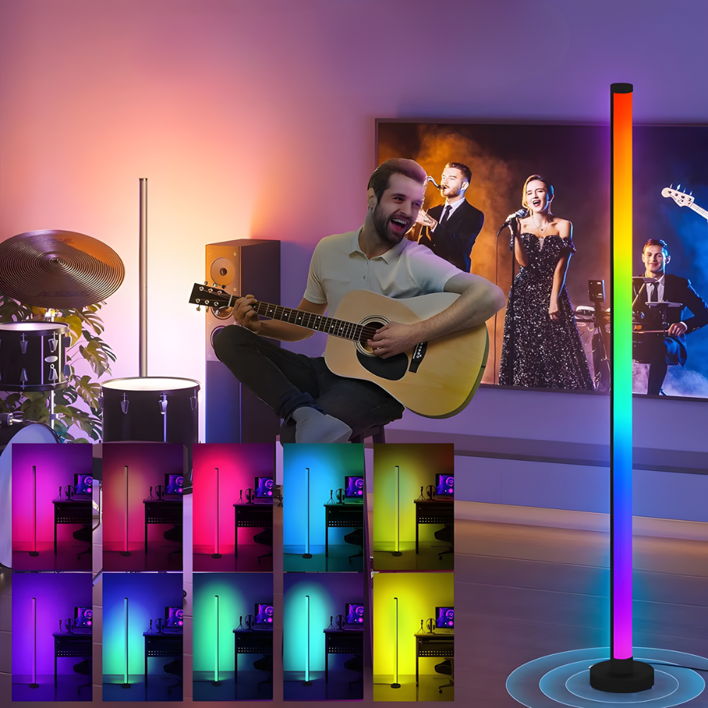 Lampadaire LED RGB connecté d'angle en ABS 120 cm – Aurix — détail de la finition (2)
