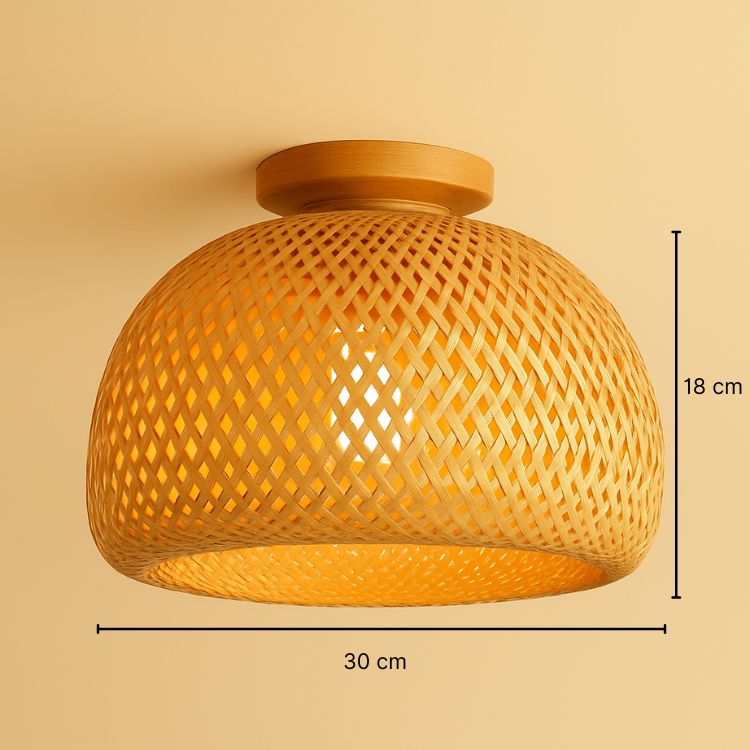 Plafonnier en bambou et rotin tressés 30 cm – Aéria Nuage — détail de la matière