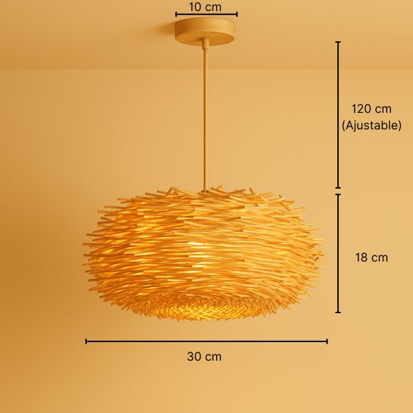 Suspension en bambou tressé forme nid câble 120 cm – Soléa — détail de la matière