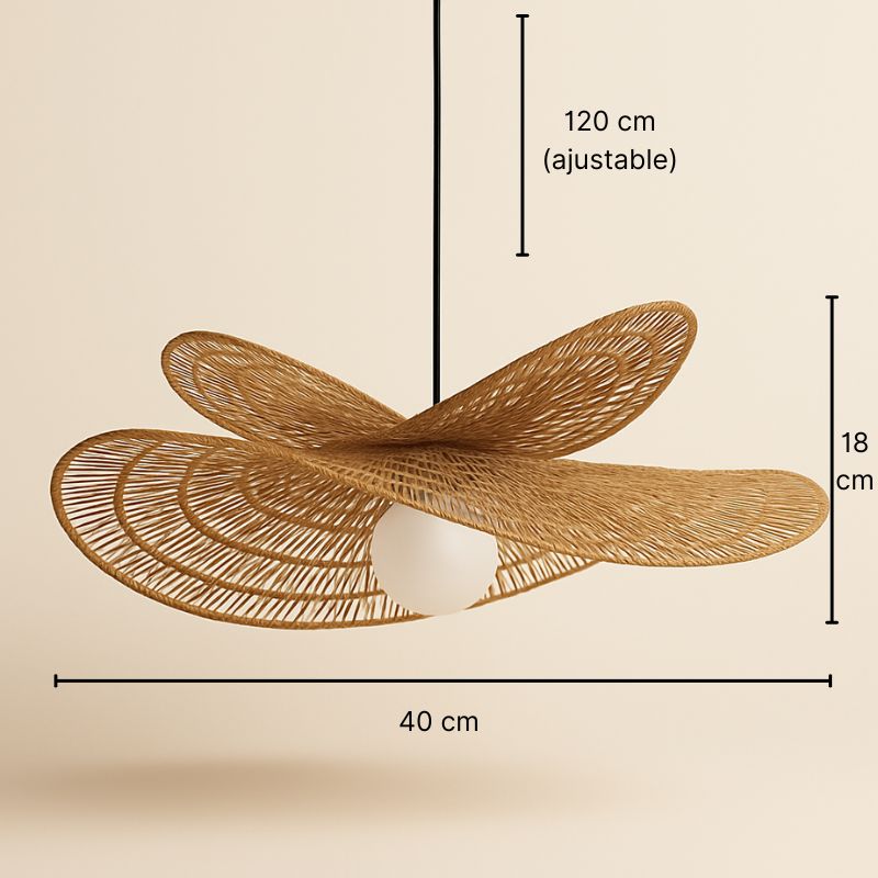 Suspension en rotin tressé forme florale 4 tailles – Élyséa — vue de face (2)