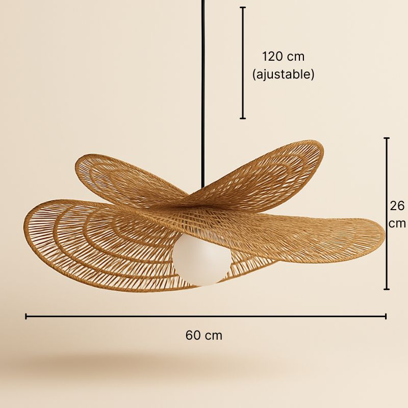 Suspension en rotin tressé forme florale 4 tailles – Élyséa — vue de trois quarts (2)