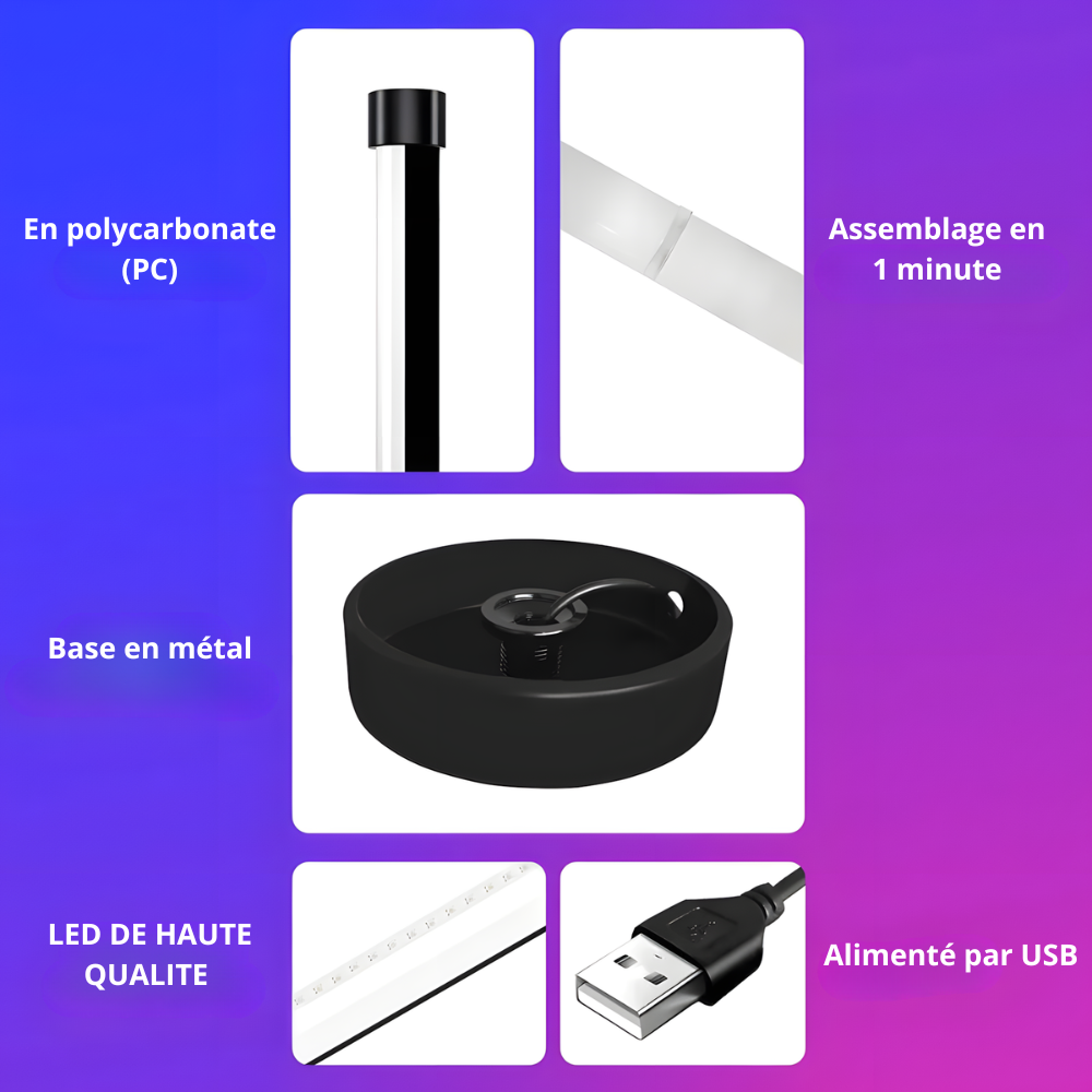 Lampadaire LED RGB connecté d'angle en ABS 120 cm – Aurix — allumé en situation (2)
