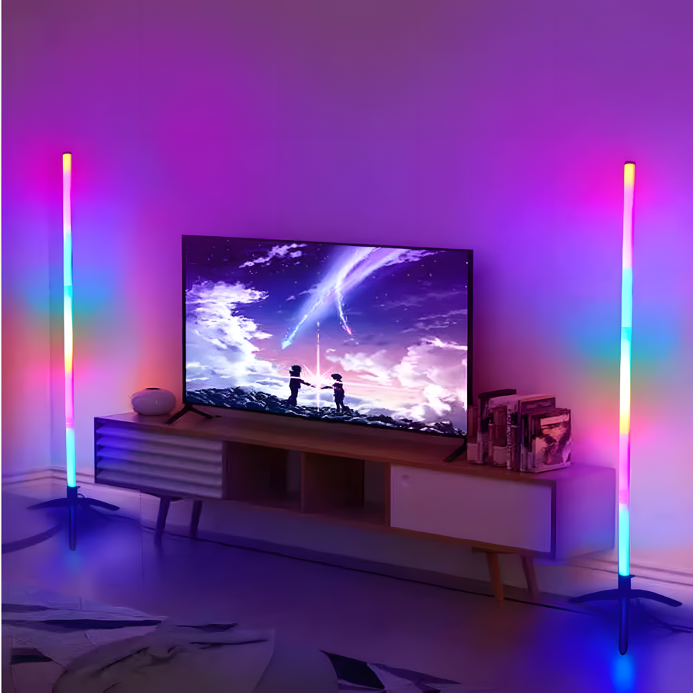 Lampadaire LED RGB d'angle télécommandé USB – Spectra — vue de face (2)