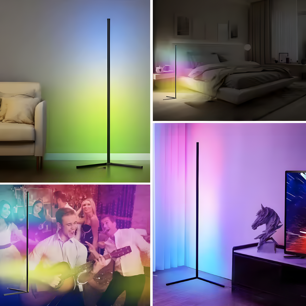 Lampadaire LED RGB d'angle aluminium 155 cm – Syrion — vue de dessous