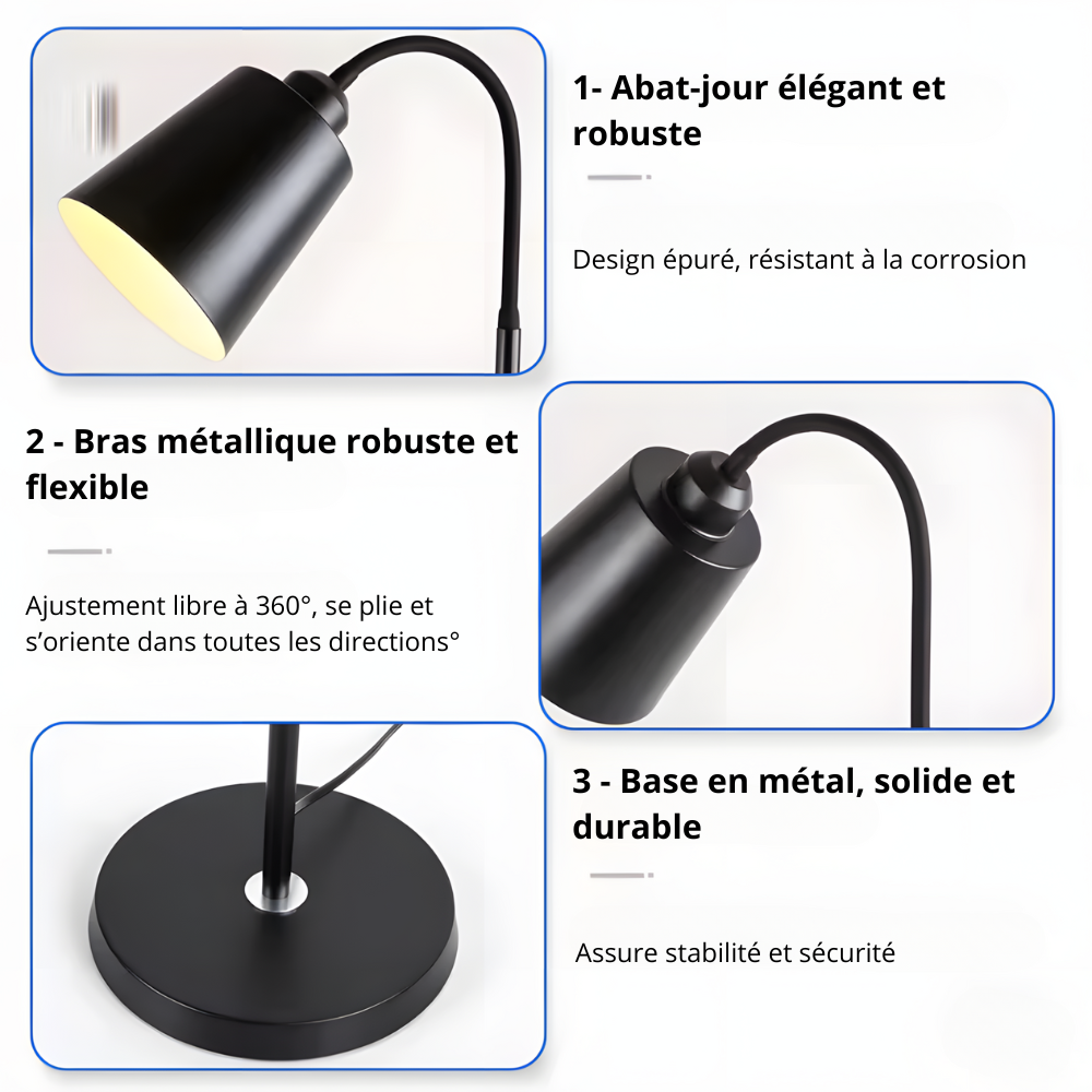Lampadaire LED à bras flexible en métal 150 cm – Oriya — mise en situation dans la pièce
