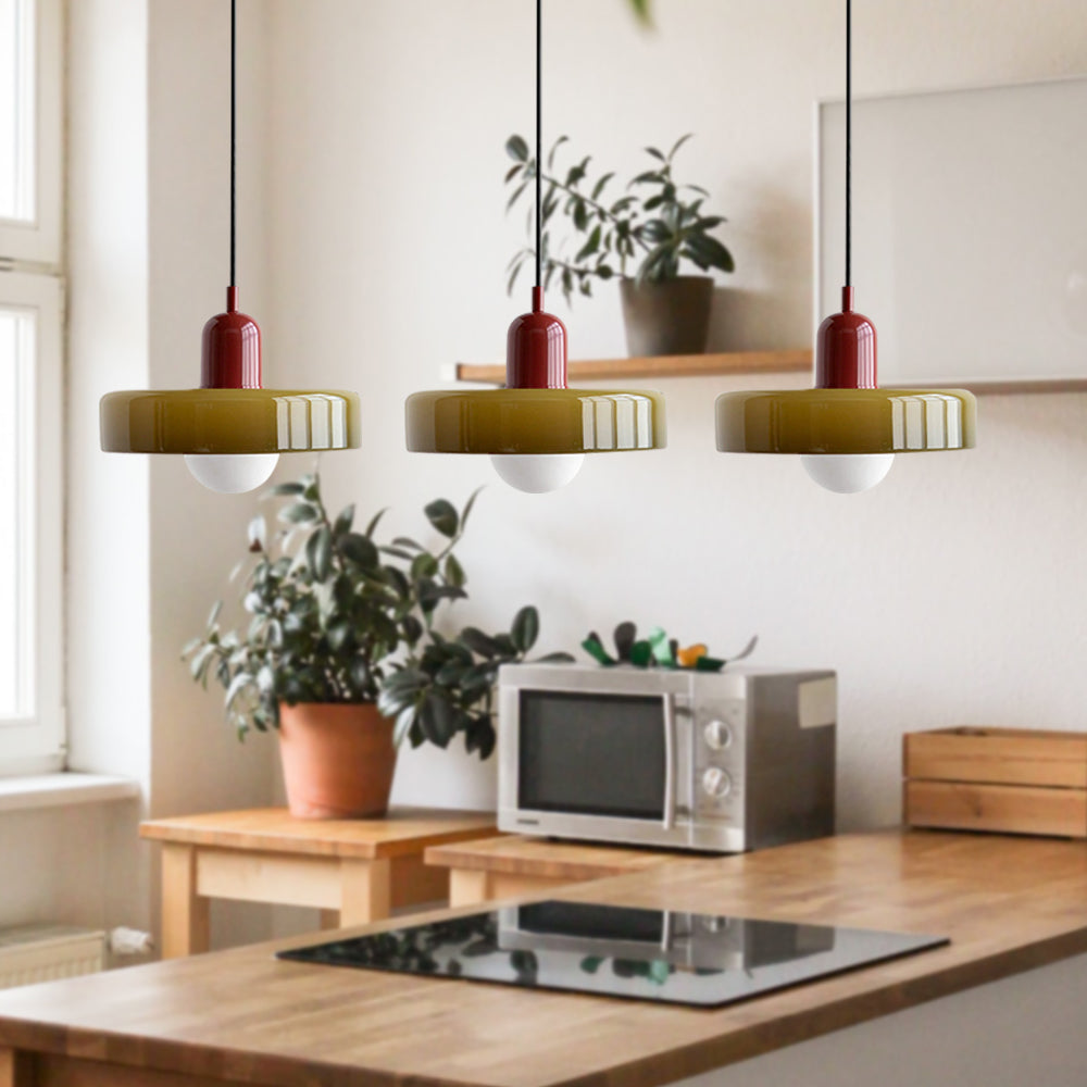 Plafonnier design classique à hauteur réglable – HaloLuxe — allumé en situation