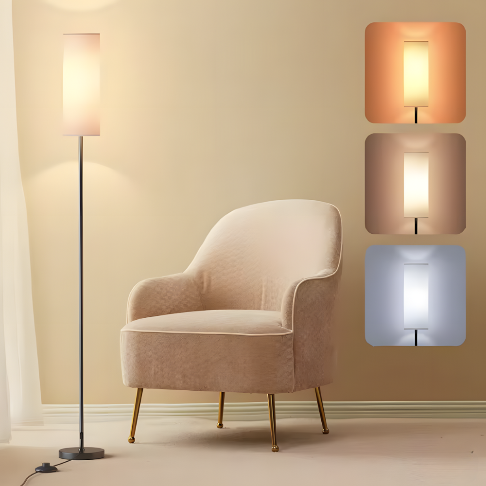 Lampadaire tissu effet lin interrupteur au pied 170 cm – Nérina — vue de dessous