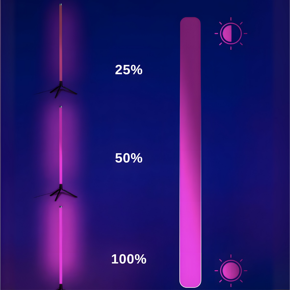 Lampadaire LED RGB d'angle télécommandé USB – Spectra — mise en situation dans la pièce