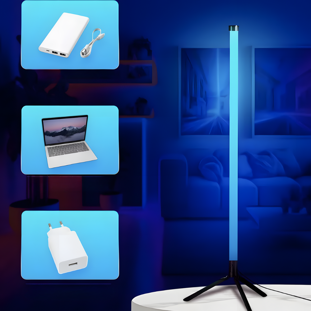 Lampadaire LED RGB d'angle télécommandé USB – Spectra — détail de la matière