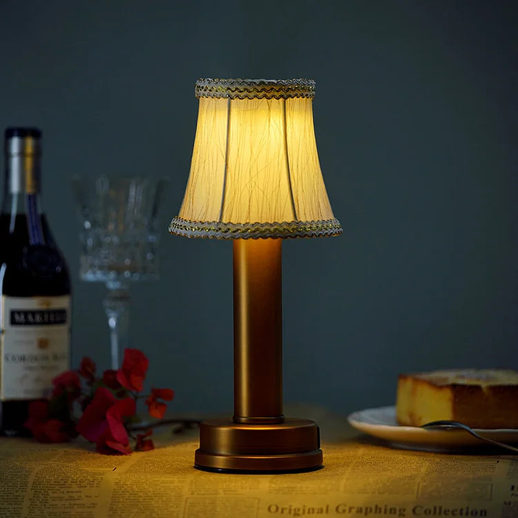 Lampe à poser sans fil abat-jour tissu aluminium – LuxeLoom