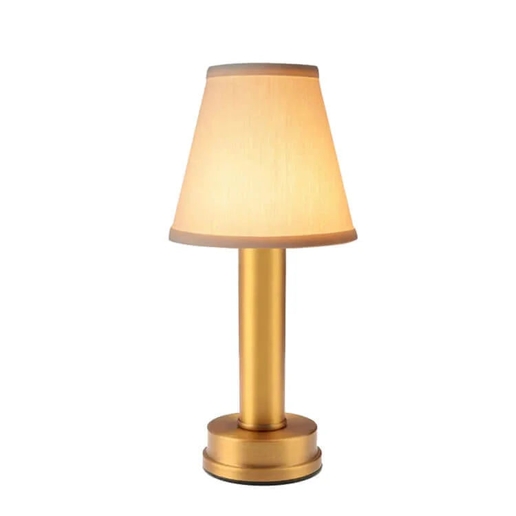 Lampe à poser sans fil abat-jour tissu aluminium – LuxeLoom — dimensions et cotes