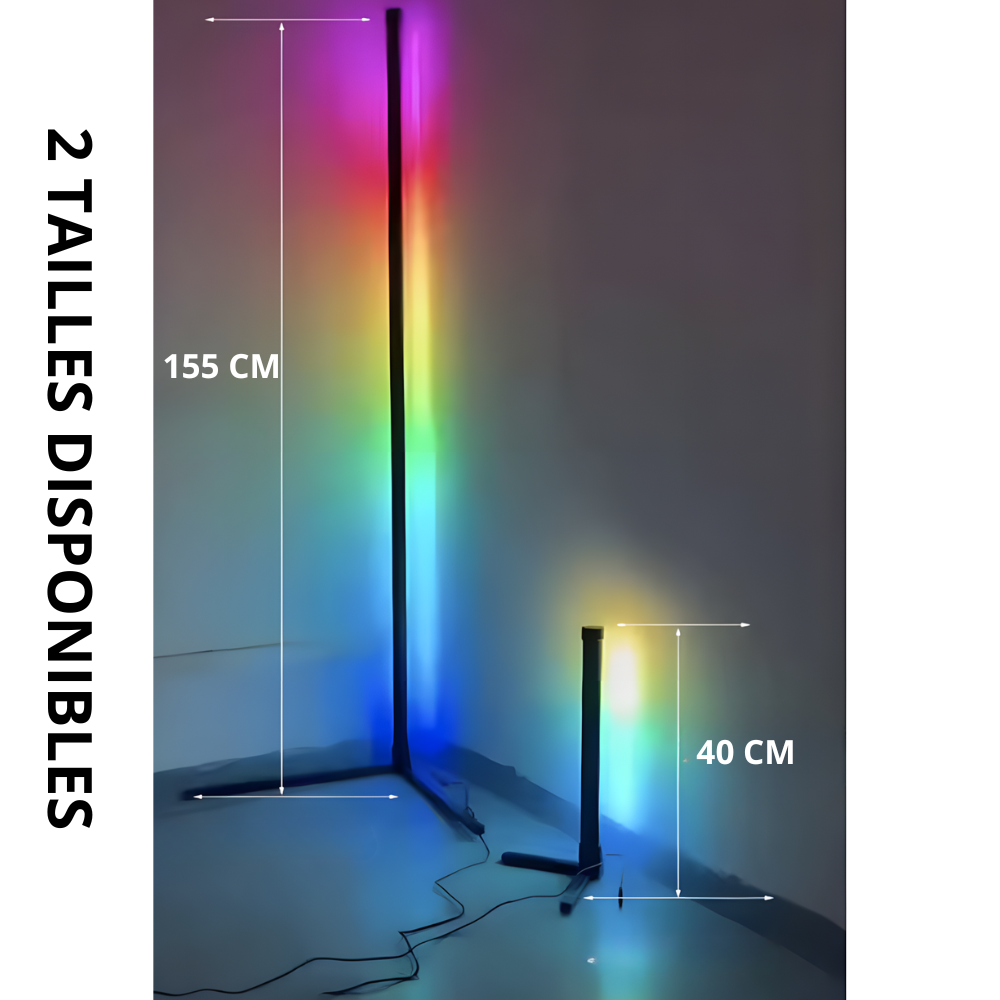 Lampadaire LED RGB d'angle aluminium 155 cm – Syrion — détail de la matière