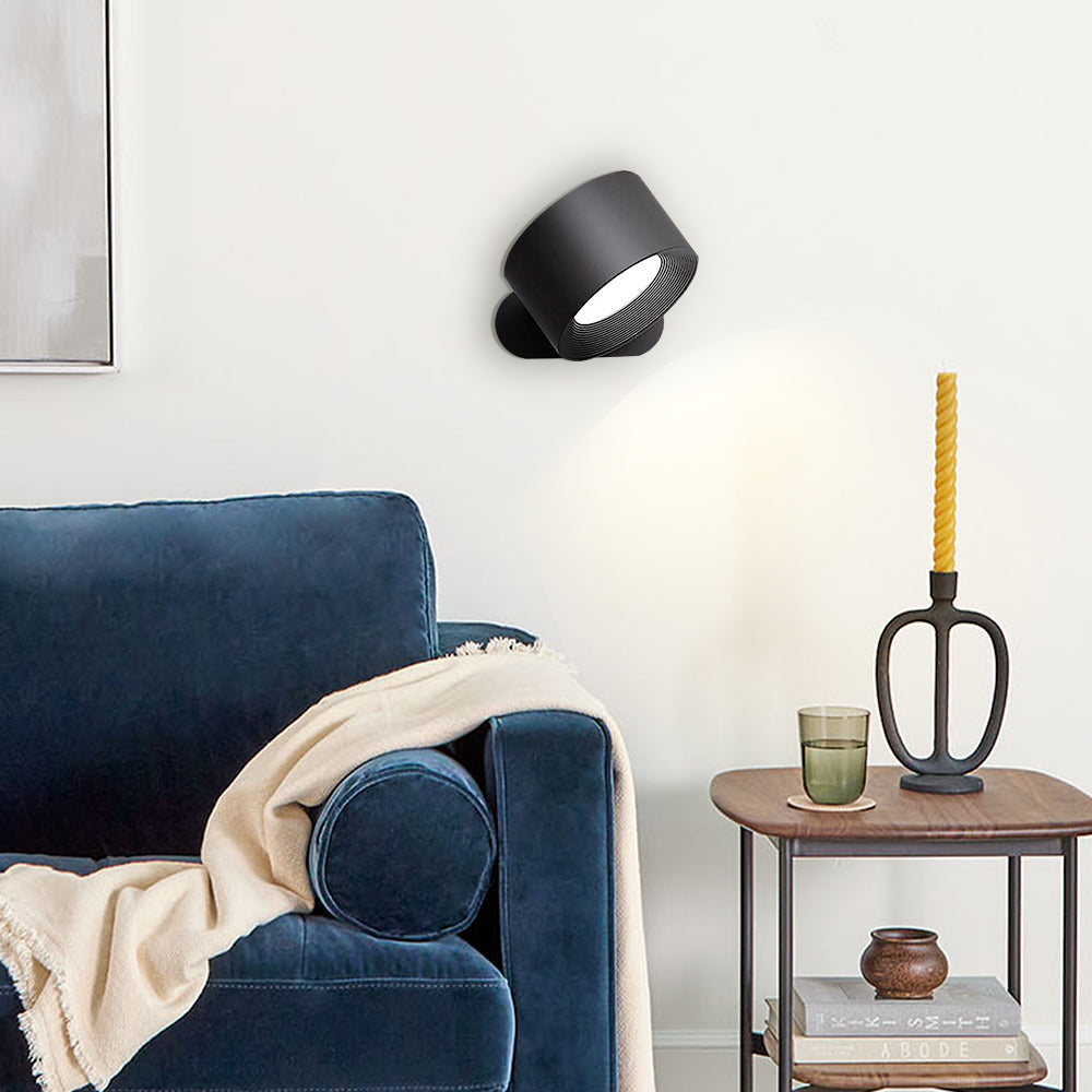 Applique murale rotative 360° compacte sans fil – LumiTurn — vue de profil
