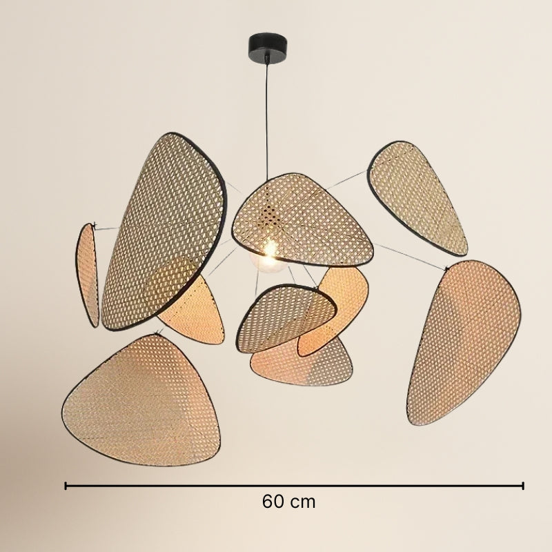 Suspension en rotin sculptée 60 à 120 cm dimmable – Aerelia — détail du système de fixation
