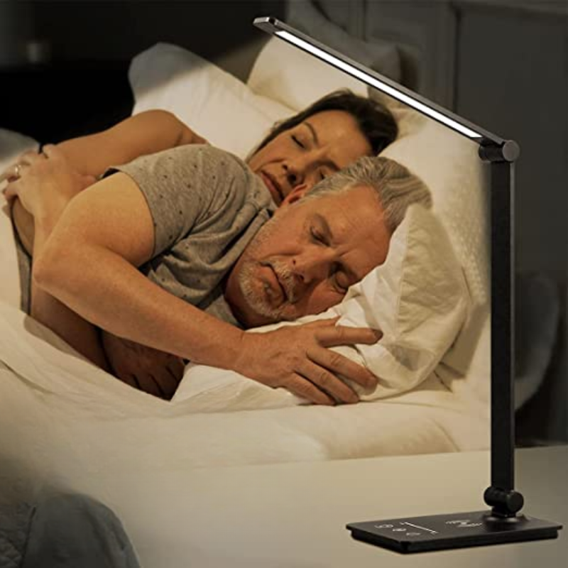 Lampe à poser LED de bureau à charge sans fil Qi – LumiGlow — vue de face