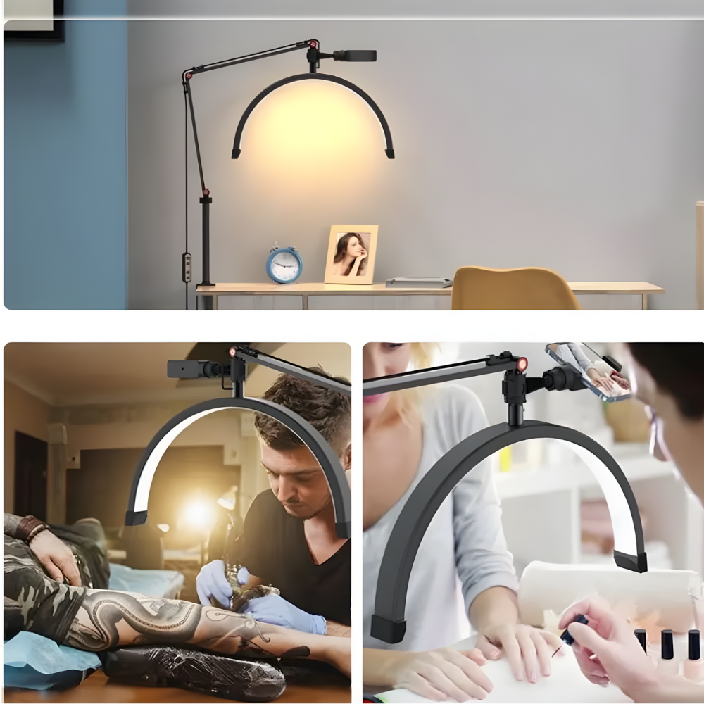 Lampadaire LED demi-lune 36 W dimmable CRI 90 – Lunarys — détail du système de fixation