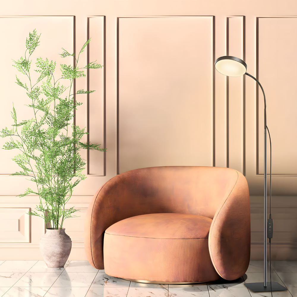 Lampadaire LED col de cygne métal Art Déco 150 cm – Oris — vue de profil