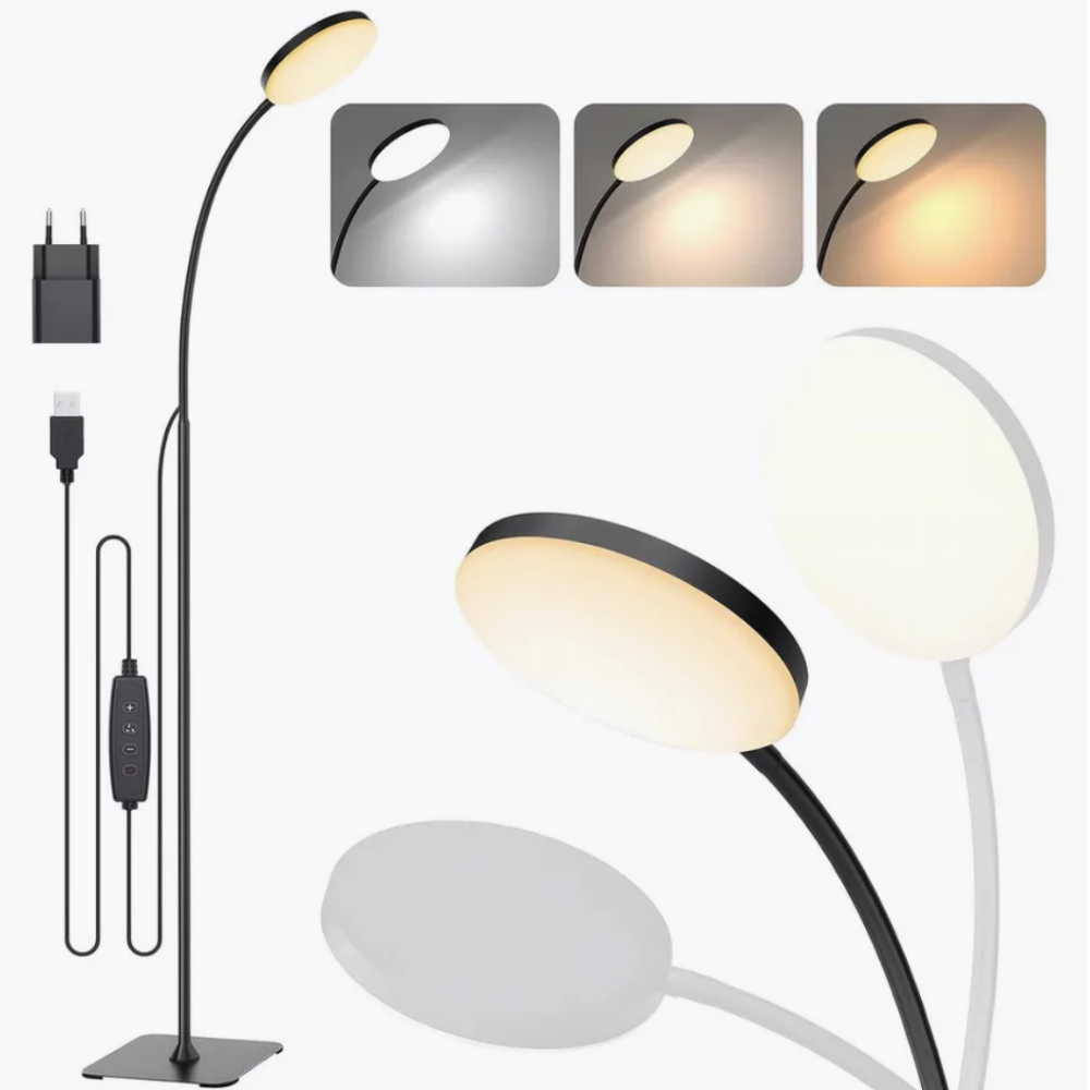 Lampadaire LED col de cygne métal Art Déco 150 cm – Oris — détail de la matière