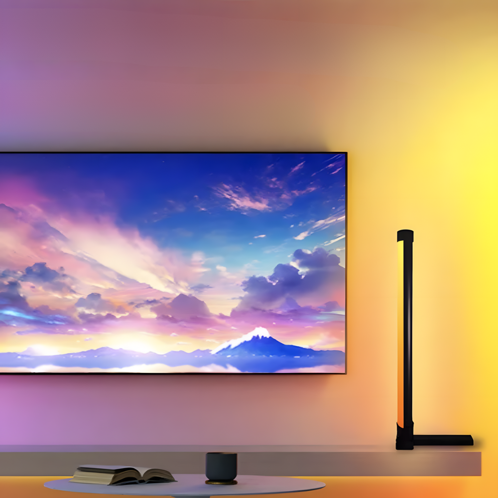 Lampadaire LED RGB d'angle aluminium 155 cm – Syrion — vue de profil (2)