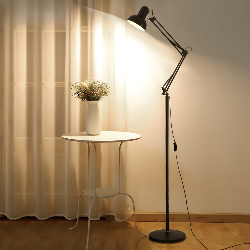 Lampadaire à bras articulé 360° en métal E27 – Arthel — dimensions et cotes