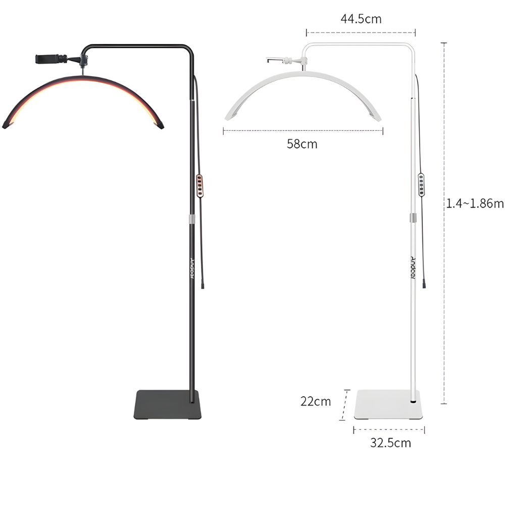 Lampadaire LED demi-lune 36 W dimmable CRI 90 – Lunarys — vue de dessous