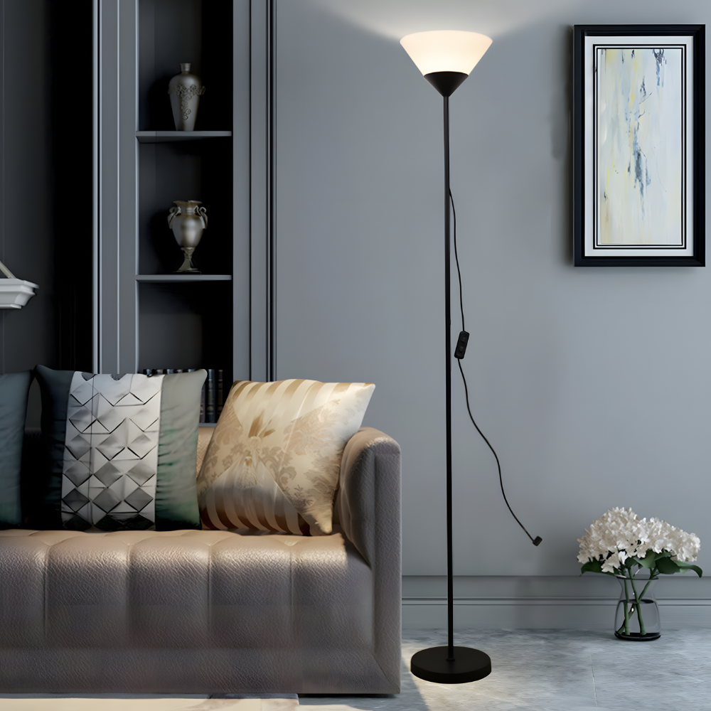 Lampadaire minimaliste métal éclairage indirect 146 cm – Orvia — détail du système de fixation