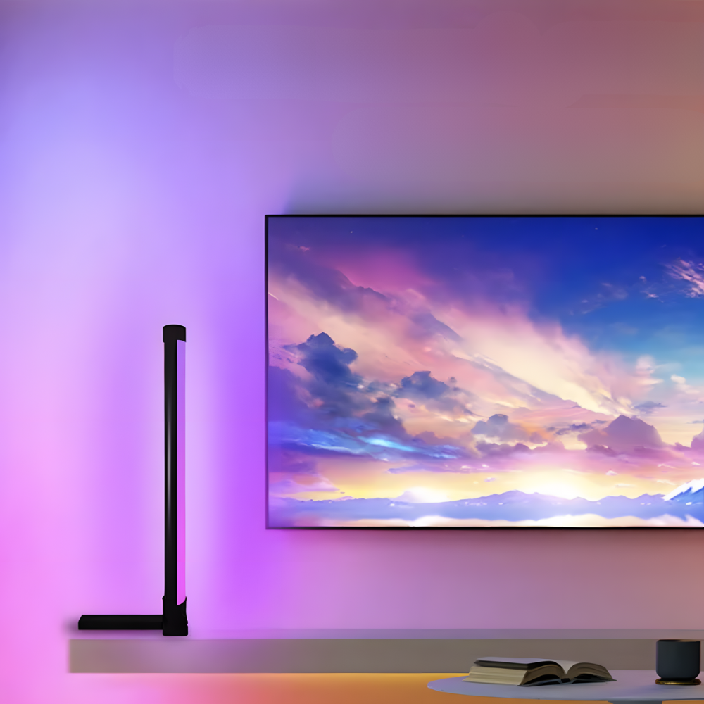 Lampadaire LED RGB d'angle aluminium 155 cm – Syrion — vue de face (2)