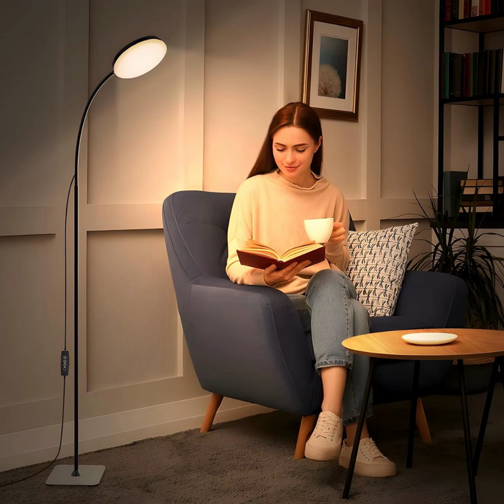 Lampadaire LED col de cygne métal Art Déco 150 cm – Oris — vue de dessous